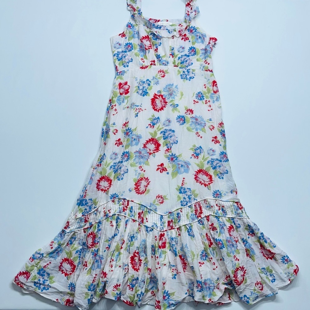 Love Shack Fancy Weslan Midi Dress Cherry Skies Womens Size 4 Lined Cotton Silk
